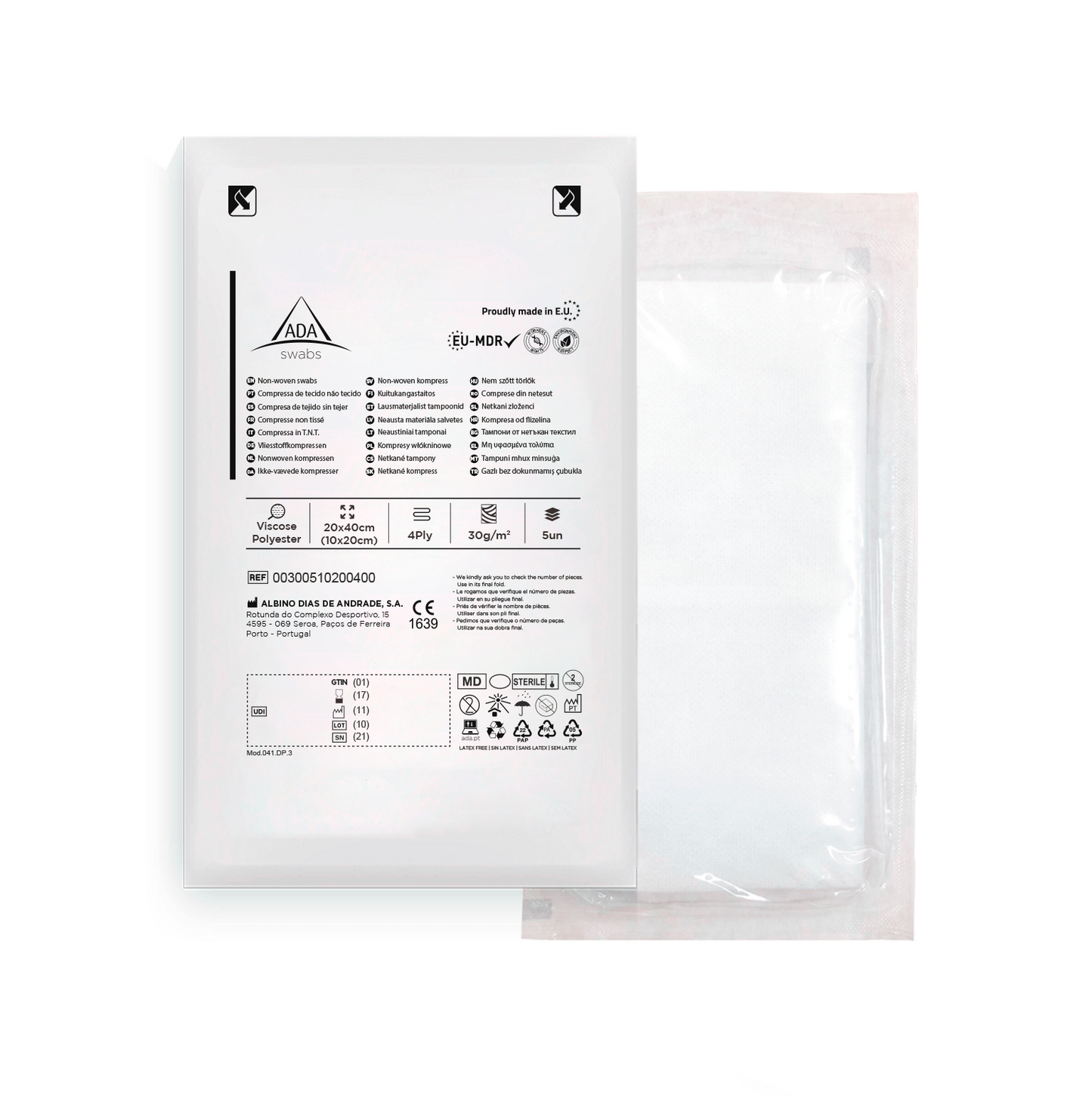 Compresas estériles de TNT 10x20cm 4 capas